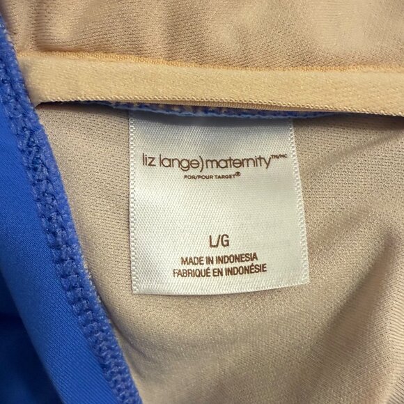 Liz Lange Maternity Halter Top Swimwear Blue Braided Neckline Size L Swim - Picture 4 of 4